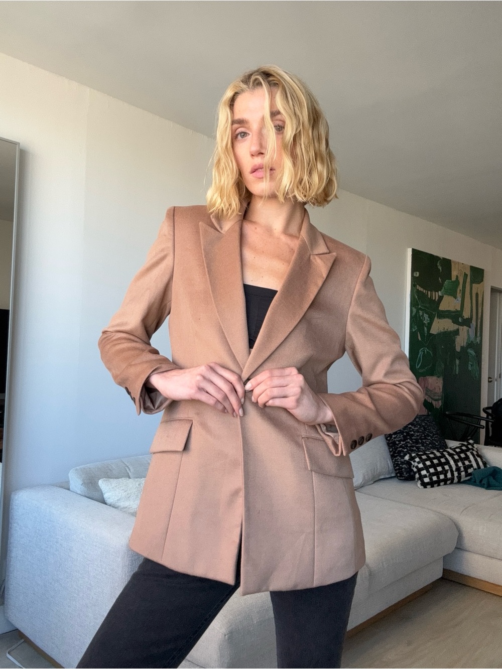 Kasper Camel Tailored Single Button Blazer Fully Lined Size 8